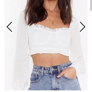 Long sleeve white crop top